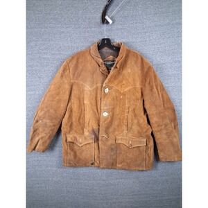 VTG Schotts Rancher Perfecto Jacket XL Brown Suede Leather 60s Lined Thrashed